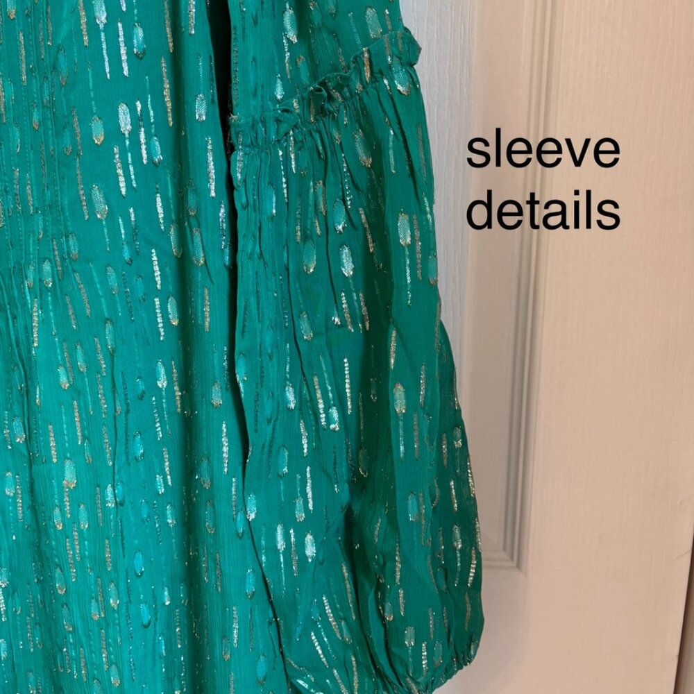 Lilly Pulitzer Cleme Long Sleeve Maxi Dress Size 4 NWT Green w/ Metallic Shimmer - Picture 6 of 12